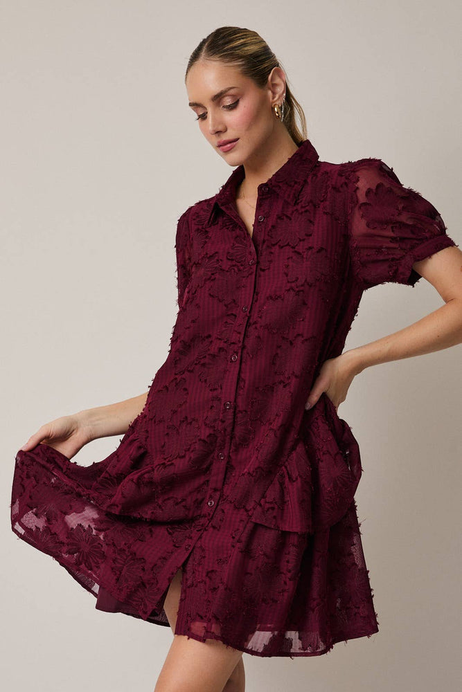 Cranberry Season Flounce Dress