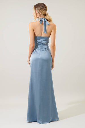 Spellbound Halter Satin Maxi Dress