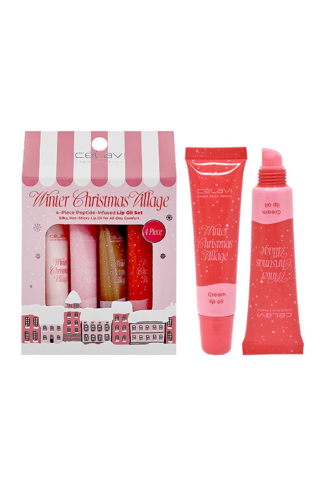 Winter Christmas Village 4pc Lip Oil Set