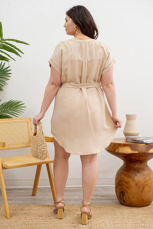 Plus Neutral Staple Belted Dress