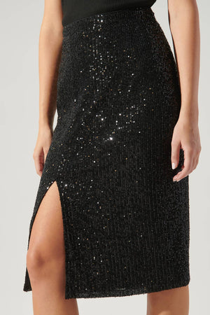 Friday Nights Sequin Midi Skirt