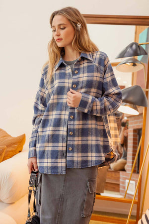 Cute and Cozy Plaid Button Down Top