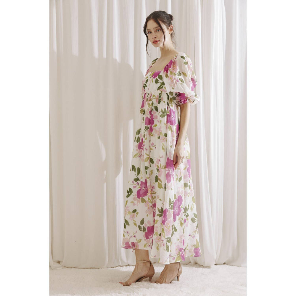 Peony Garden Maxi Babydoll Dress