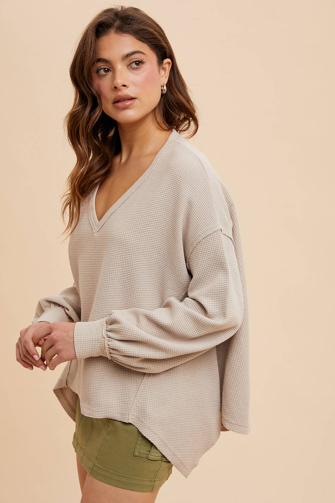 Casually Cozy Thermal V Neck