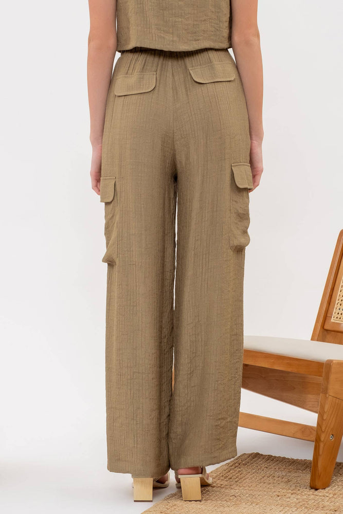 Silky Crinkle Cargo Pants