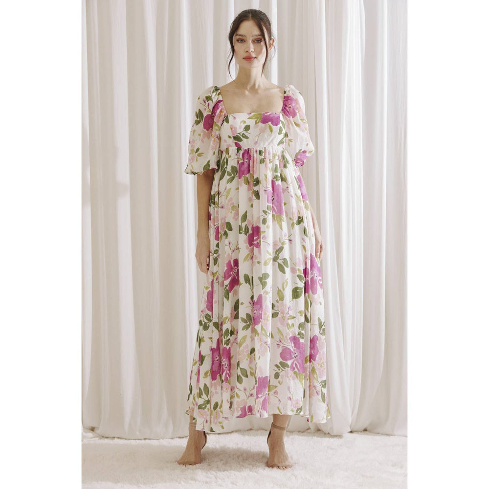 Peony Garden Maxi Babydoll Dress