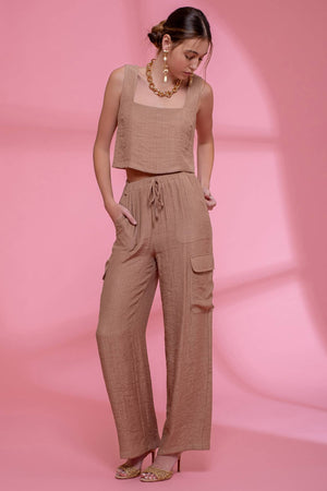 Silky Crinkle Cargo Pants