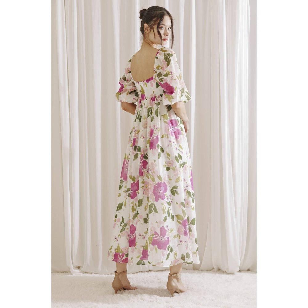 Peony Garden Maxi Babydoll Dress