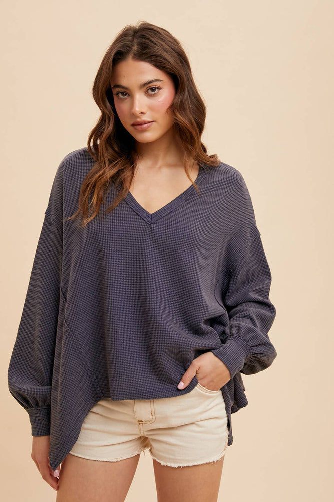 Casually Cozy Thermal V Neck