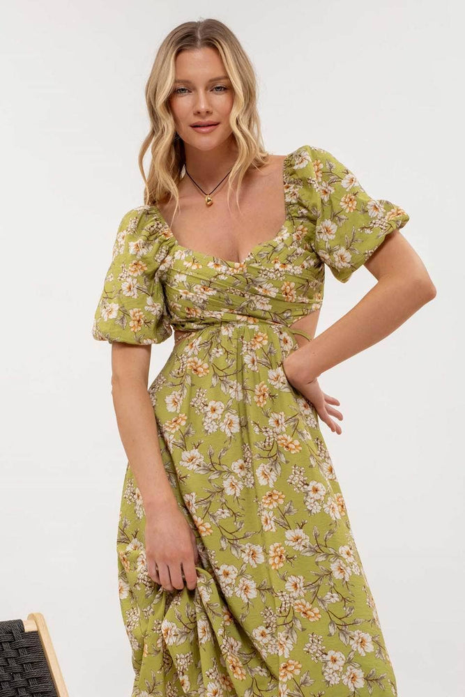 Fresh Cut Flowers Midi Dress