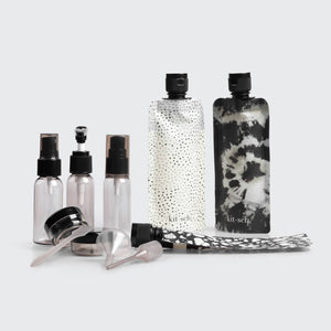 Refillable Ultimate Travel 11pc Set - Black & Ivory