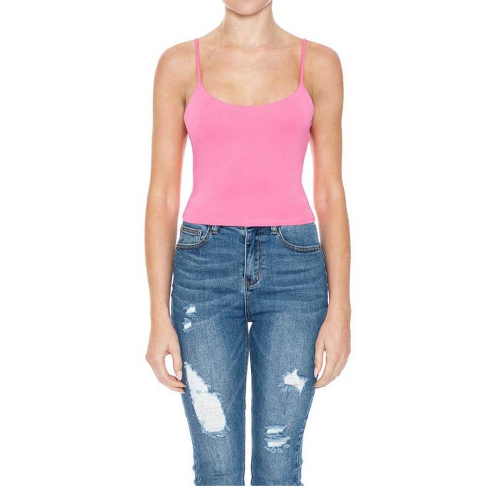 Double Layered Scoop Neck Crop Cami Top