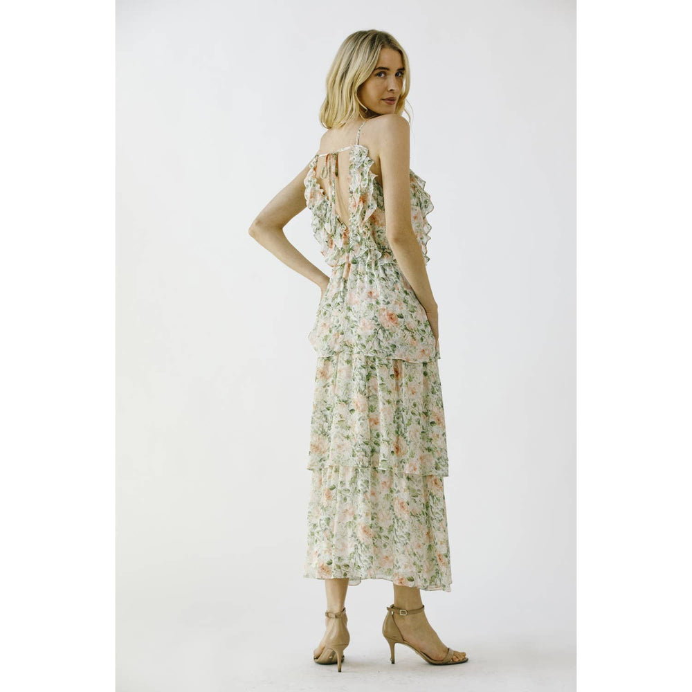 English Rose Garden Ruffle Midi Dress