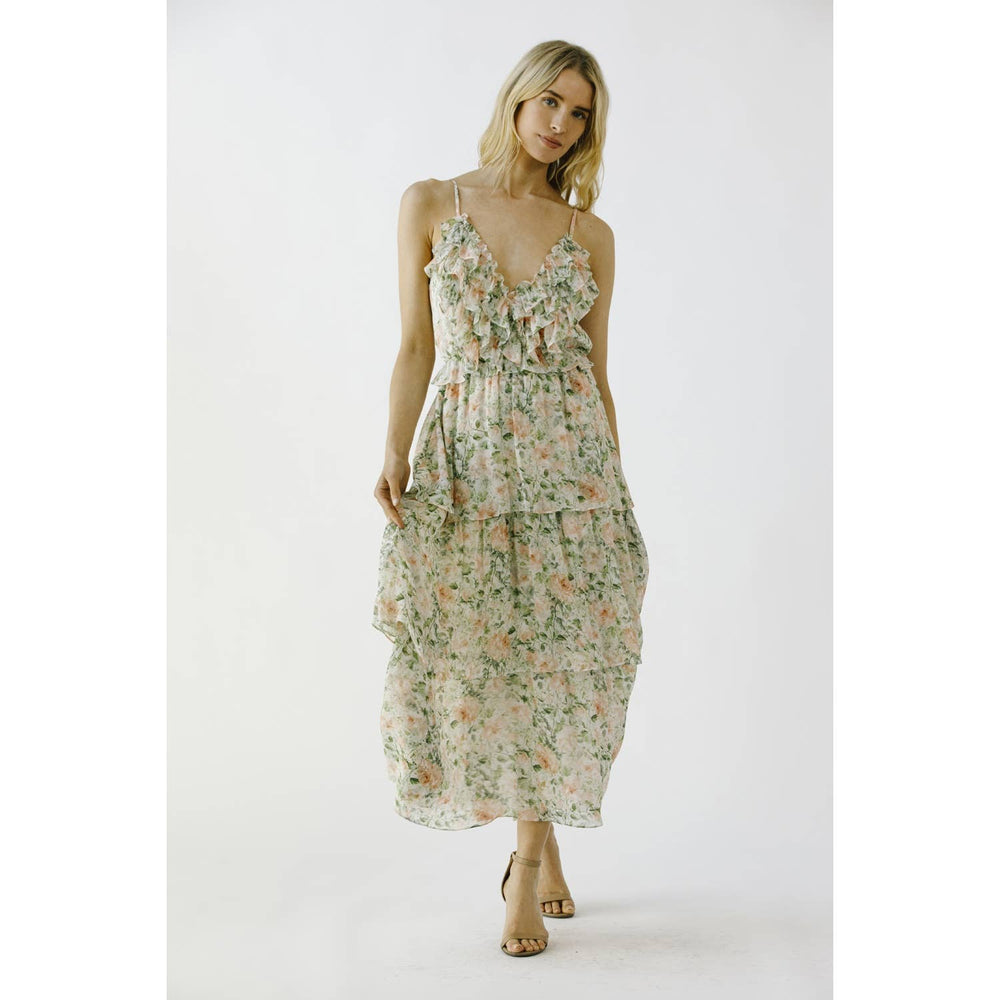 English Rose Garden Ruffle Midi Dress