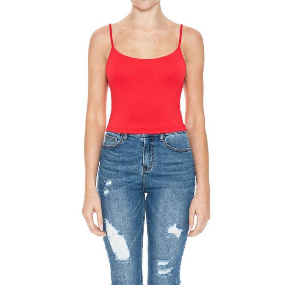 Double Layered Scoop Neck Crop Cami Top