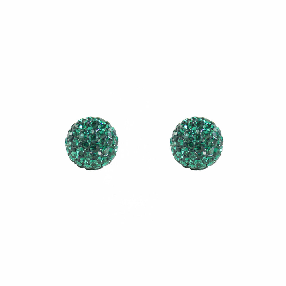 Park and Buzz radiance stud. Sparkle ball earrings. Hillberg and Berk. Canadian Brand. Glitter ball earrings. Emerald Green sparkle earrings jewelry jewellery. Valentines gift. Saskatchewan roughriders earrings