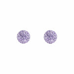 Park and Buzz radiance stud. Sparkle ball earrings. Hillberg and Berk. Canadian Brand. Glitter ball earrings. Lilac purple sparkle earrings jewelry jewellery