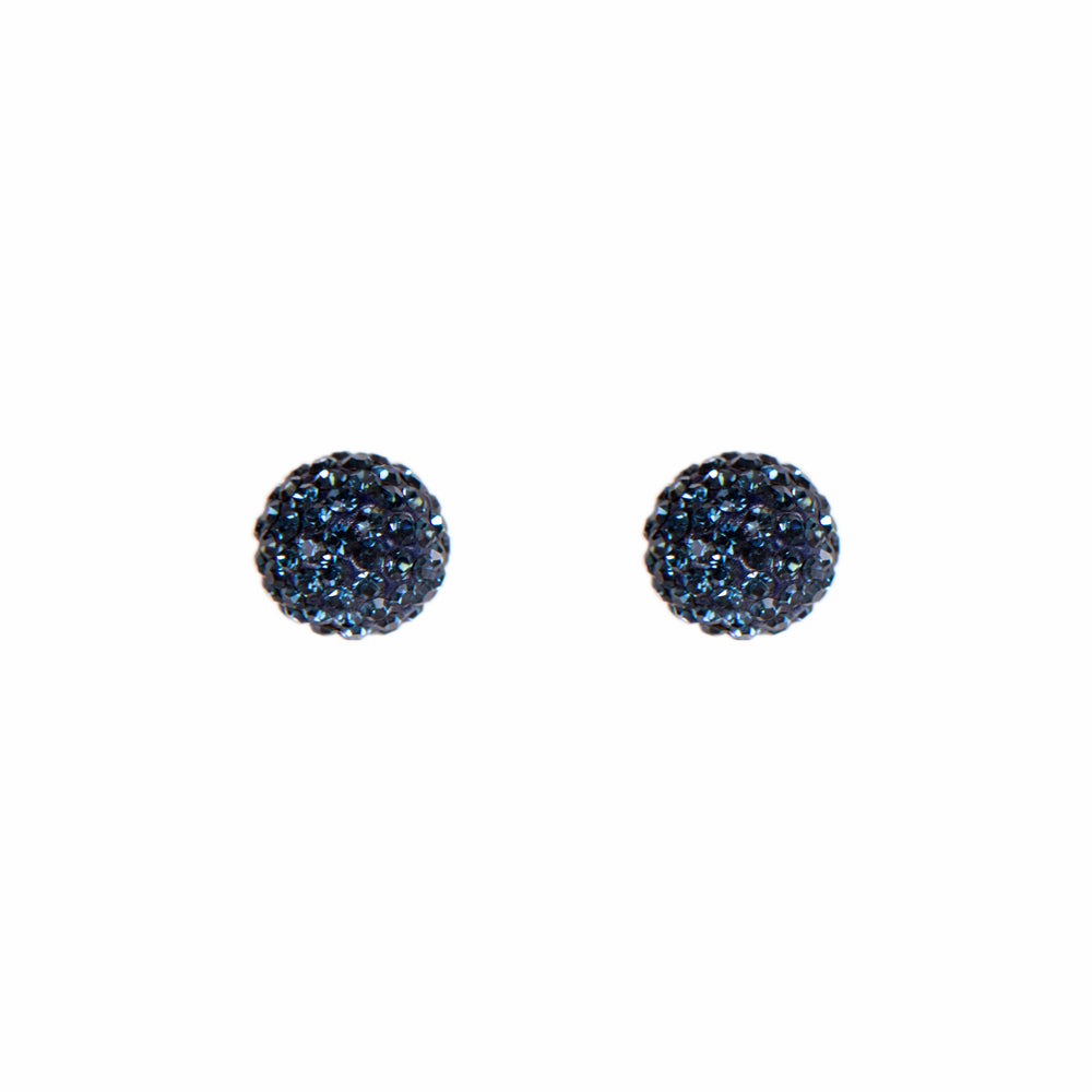 Park and Buzz radiance stud. Sparkle ball earrings. Hillberg and Berk. Canadian Brand. Glitter ball earrings. Navy blue sparkle earrings jewelry jewellery. Valentines gift.