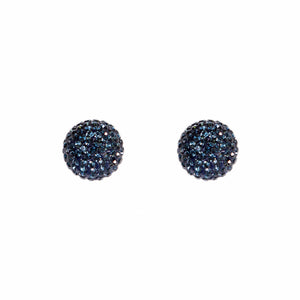 Park and Buzz radiance stud. Sparkle ball earrings. Hillberg and Berk. Canadian Brand. Glitter ball earrings. Navy blue sparkle earrings jewelry jewellery. Valentines gift.