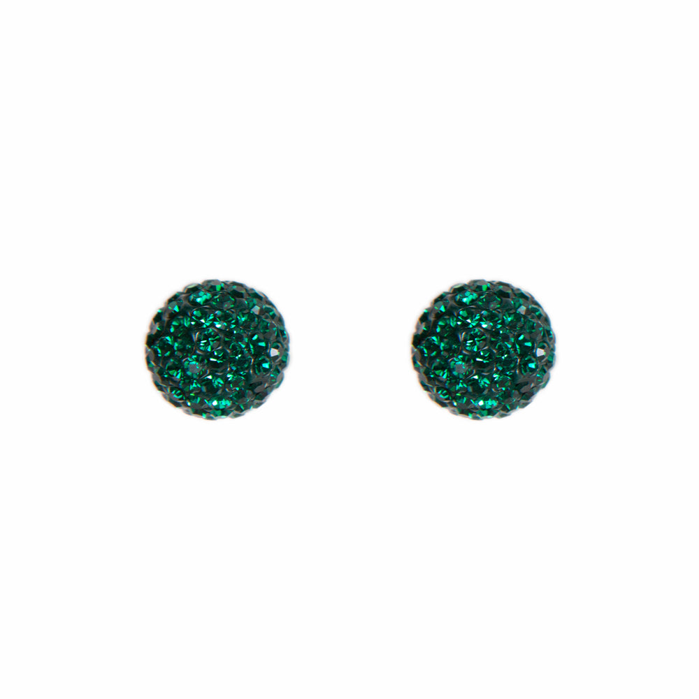 Park and Buzz radiance stud. Sparkle ball earrings. Hillberg and Berk. Canadian Brand. Glitter ball earrings. Emerald Green sparkle earrings jewelry jewellery. Valentines gift. Saskatchewan roughriders earrings