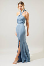 Spellbound Halter Satin Maxi Dress